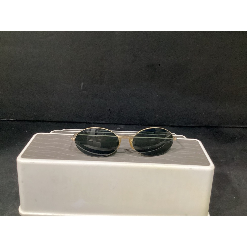 Visual Scene Vintage Oval Sunglasses Metal Frame Black Lens
